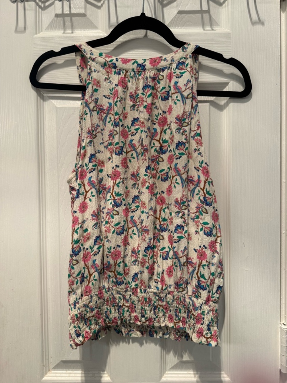💕💜🔥 Rose+Olive Floral Bird Tank Top Size Large Boho Tassel Sleeveless - Picture 4 of 4